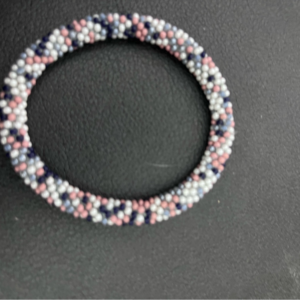 Elegant Beaded Bracelet - Pink, Blue, And Gray